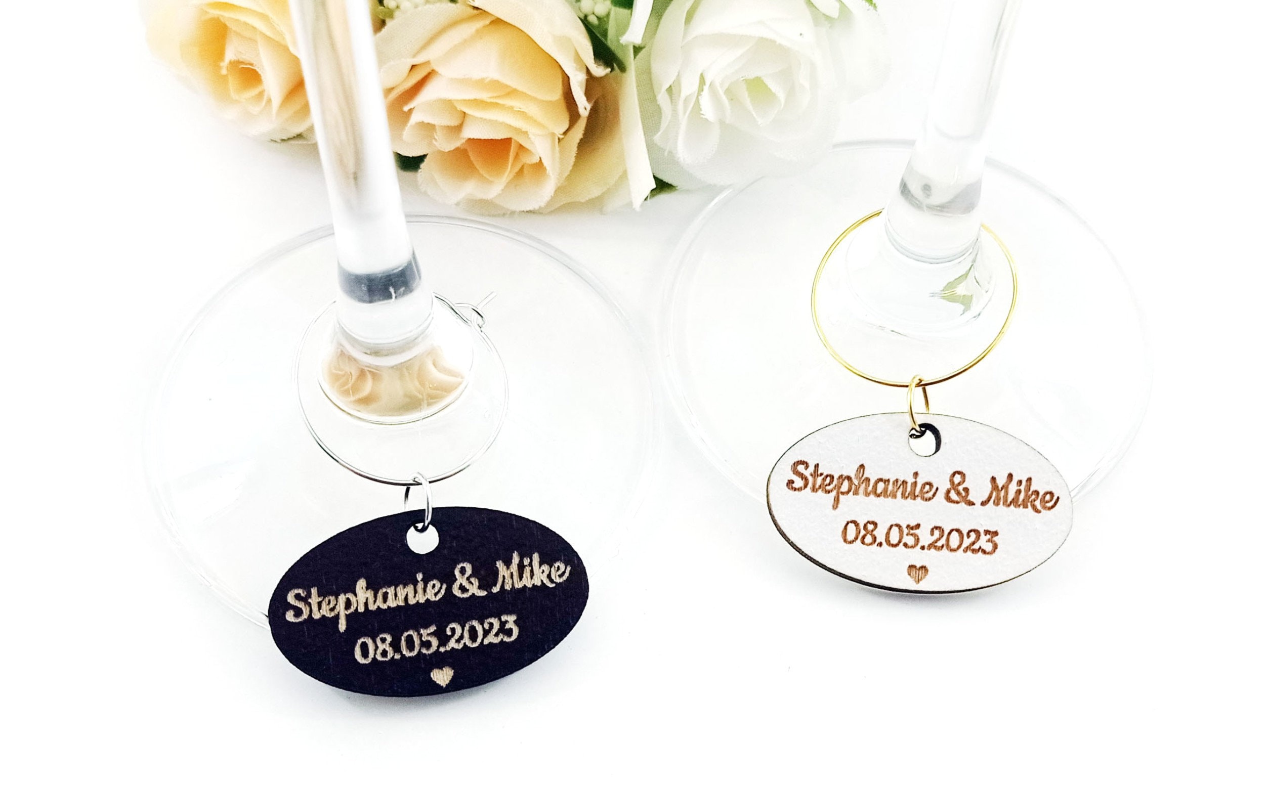 Wedding Wine Glass Charm/Marker Set of 8 for Wedding Favors
