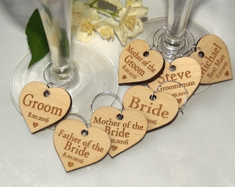 Wedding wine charms, Wine charms, Wine glass charms, Wedding charms, Custom wine charm, Wooden wine charms, Wedding favor, Wedding charms