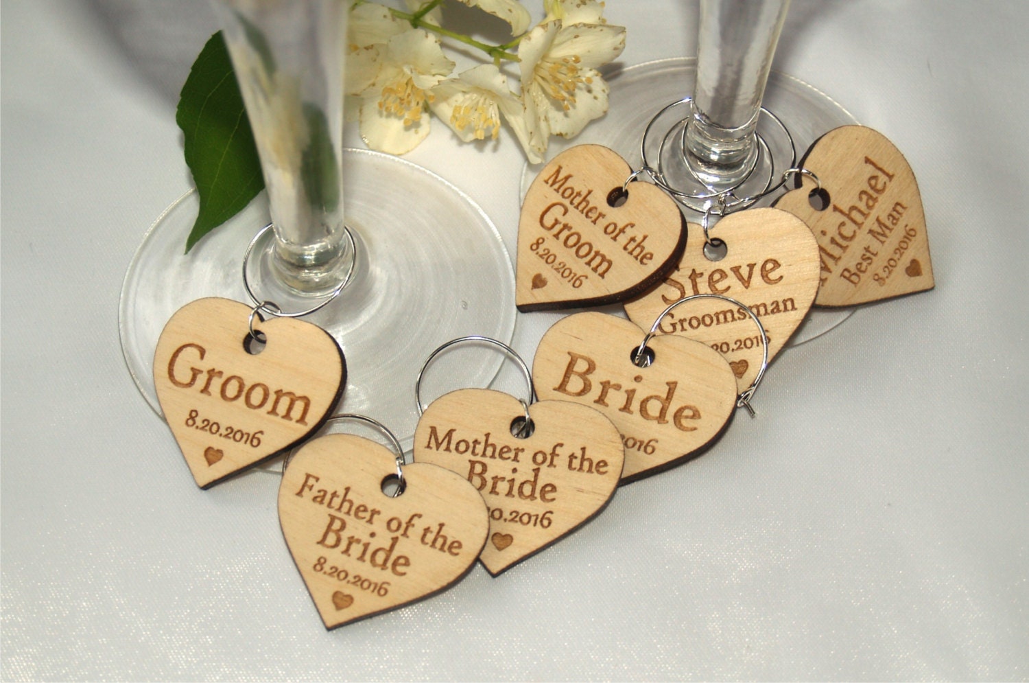 Wooden wine charms Wedding charms Wedding favor Wedding charms Wedding wine charms Custom wine charm Wine charms Wine glass charms