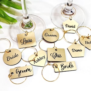 Acrylic Wine Glass Charms, Personalized custom name gift tags, Wedding place cards, Laser engraving, Table name card, Wedding Favors