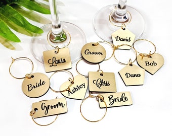 Acrylic Wine Glass Charms, Personalized custom name gift tags, Wedding place cards, Laser engraving, Table name card, Wedding Favors