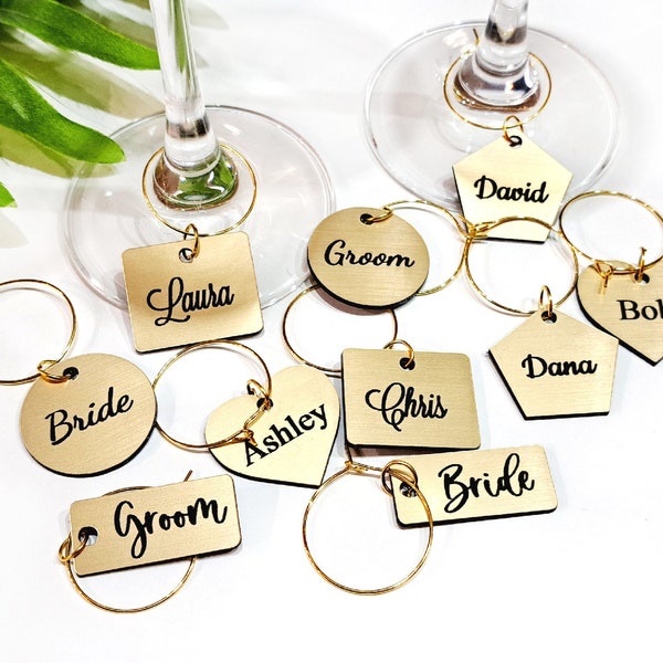 Weinglas-Charms aus Acryl, personalisierte Geschenkanhänger mit Namen, Tischkarten für Hochzeiten, Lasergravur, Tischnamenskarte, Hochzeitsgeschenke