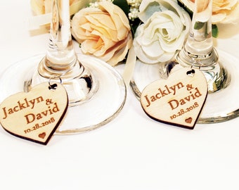 Personalized wine glass charms, Table decor, Wedding custom favors, Name gift tags, Place card, Place Name Setting