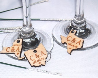 Wedding wine charms, Wine charms, Wine glass charms, Wedding charms, Custom wine charm, Wooden wine charms, Wedding favor, Wedding charms