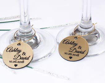 Wedding gold wine charms, Anniversary wine charms, Wine glass charms, Wedding charms, Custom wine charm, Wedding favor, Wedding charms, Gold
