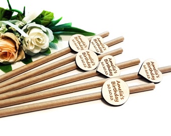 Cannucce di carta personalizzate, cannucce di compleanno, bomboniere, decorazioni di compleanno, bomboniere di compleanno, decorazioni di compleanno, cannucce di carta
