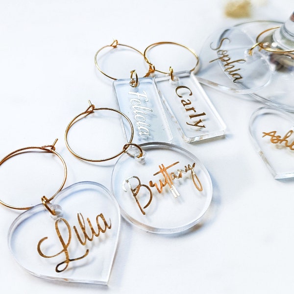 Personalized Acrylic Wine Glass Tag Etsy