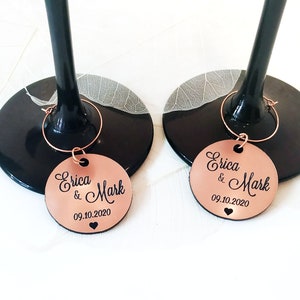 Rose Gold Wine Charm, Wedding Table Decoration, Custom Personalized Wine Glass Charm, Wedding Favors, Name Tags, Place Name Cards, Drink tag