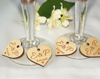 Wedding wine charms, Wine charms, Wine glass charms, Wedding charms, Custom wine charms, Wood wine charms, Wedding favors, Wedding charms