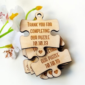 Wedding favor, Wedding tags, Wedding favor tags, Wood tags, Wedding favor rustic, Wooden puzzle, Wedding puzzle tag, Wooden tags, Favours