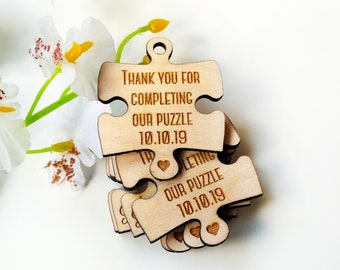 Wedding favor, Wedding tags, Wedding favor tags, Wood tags, Wedding favor rustic, Wooden puzzle, Wedding puzzle tag, Wooden tags, Favours