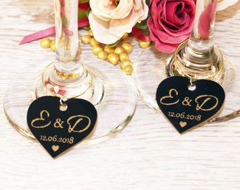 Ciondoli per vino da matrimonio, Ciondoli per vino da anniversario, Ciondoli per calici da vino, Ciondoli per matrimonio, Ciondolo per vino personalizzato, Bomboniera per matrimonio, Ciondoli per matrimonio, Oro