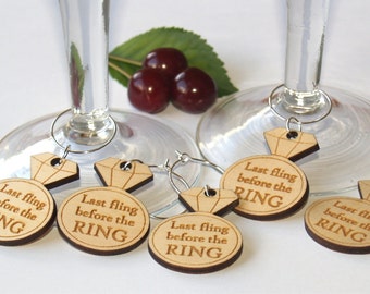 Bachelorette party wine charms, Last fling befor the ring, Bachelorette party favors, Bride Squad, Bridal shower, Bachelorette favors