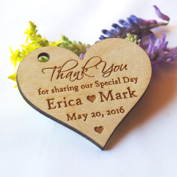 Thank you wedding tags, Thank you wood tags, Wedding favor, Wedding rustic tags, Hearts tags, Wedding favor rustic, Wedding tags, Wood tags