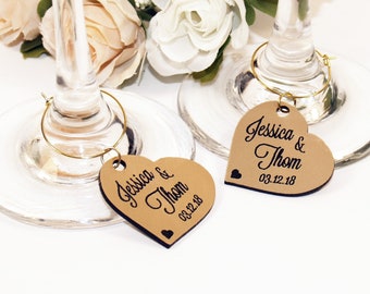 Gold wedding wine charms, Wine glass tags, Wine glass charms, Wedding charms, Custom wine charms, Wedding favors, Wedding charms, Charms