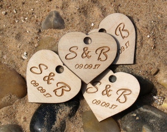 Bomboniera per matrimonio-Etichette per bomboniere-Bomboniera rustica-Cuori di legno-Cuori per matrimonio-Etichette per matrimonio-Bomboniera personalizzata-Etichette personalizzate-Etichette in legno