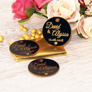 Wedding favor, Wedding tags, Wedding favor tags, Black-Gold tags, Wedding gold favors, Unique tags, wedding favour, custom tags, Tags favors