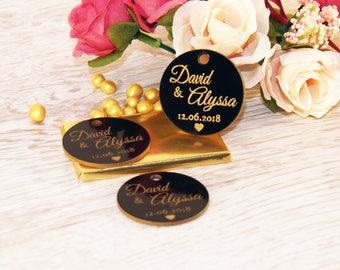 Wedding favor, Wedding tags, Wedding favor tags, Black-Gold tags, Wedding gold favors, Unique tags, wedding favour, custom tags, Tags favors