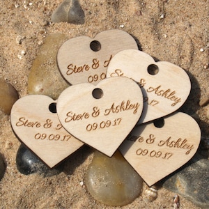 Wedding favor, Wedding favor tags, Wedding favor rustic, Wooden hearts, Wood tags, Wedding hearts, Wedding tags, Custom favor, Custom tags image 1