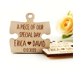 wedding puzzle tags, Wedding favors, Thank you wooden tags, Wedding favor tags, Gift tags, Wedding favor rustic, Wooden engraving tags