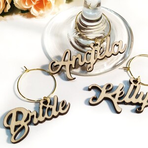 Custom wine charm, Wedding wine charms, wooden wine charms, Wine glass charms, Wedding charm, Personalize wine charm, Laser cut name