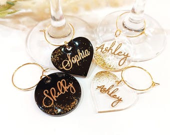 Ciondoli per calici da vino in acrilico, etichette regalo personalizzate con nome, segnaposto per matrimonio, bomboniere per gli ospiti, bigliettino con nome da tavolo, ciondolo trasparente