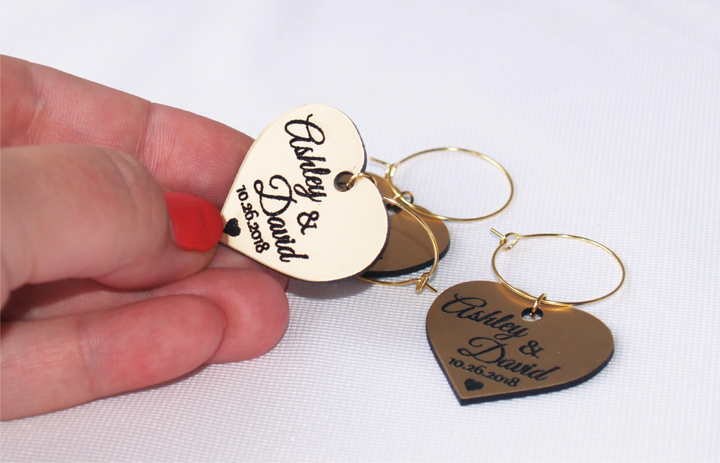 Personalized Gold Wedding Wine Glass Charms Favors Table Name Gold Wedding Wine Glass Charms Favors