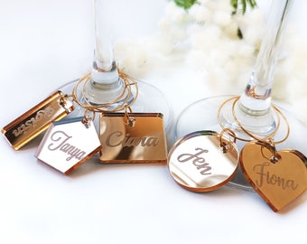 Ciondoli per calici da vino in acrilico, etichette regalo personalizzate con nome, segnaposto per matrimonio, incisione laser, segnaposto per tavolo, bomboniere