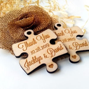 Thank you wedding tags, Wedding favors, Wedding tags, Wedding favor tags, Gift tags, Wedding favor rustic, Wedding puzzle tag, Wooden Favour