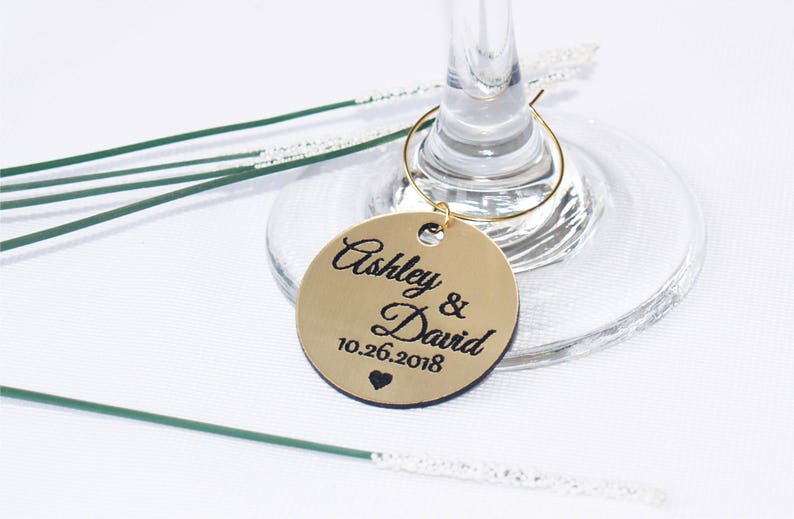 Wedding gold wine charms, Anniversary wine charms, Wine glass charms, Wedding charms, Custom wine charm, Wedding favor, Wedding charms, Gold image 5