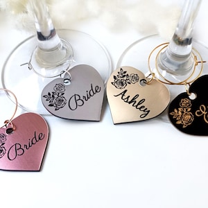 Acryl Weinglas Charms, Personalisierte benutzerdefinierte Name Geschenkanhänger, Hochzeit Tischkarten, Hochzeit Glas Charme, Tischname Karte, Hochzeits-Gastgeschenke