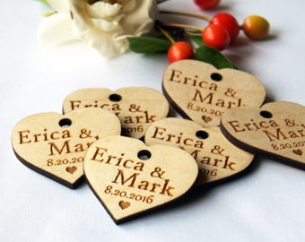 Wedding favor, Wedding tags, Wedding favor tags, Wood tags, Wedding favor rustic, Wooden hearts, Wedding hearts, Wooden tags, Tags favors