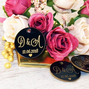 Wedding favor, Wedding tags, Wedding favor tags, Black-Gold tags, Wedding gold favors, Unique tags, wedding favour, custom tags, Tags favors
