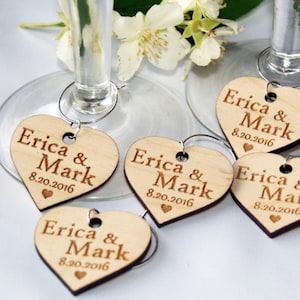 Wedding wine charms, Wine charms, Wine glass charms, Wedding charms, Custom wine charm, Wooden wine charms, Wedding favor, Anniversary charm