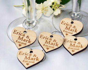 Wedding wine charms, Wine charms, Wine glass charms, Wedding charms, Custom wine charm, Wooden wine charms, Wedding favor, Anniversary charm