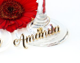 Ciondoli per calici da vino personalizzati, Segnaposto per matrimonio, Etichette con nome per matrimonio, Segnaposto per matrimonio, Segnaposto per matrimonio, Ciondoli per calici da vino personalizzati
