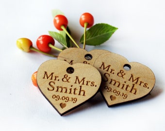 Bomboniera, Etichette per matrimonio, Etichette per bomboniere, Etichette in legno, Bomboniera rustica, Cuori in legno, Cuori per matrimonio, Etichette in legno, Etichette per bomboniere