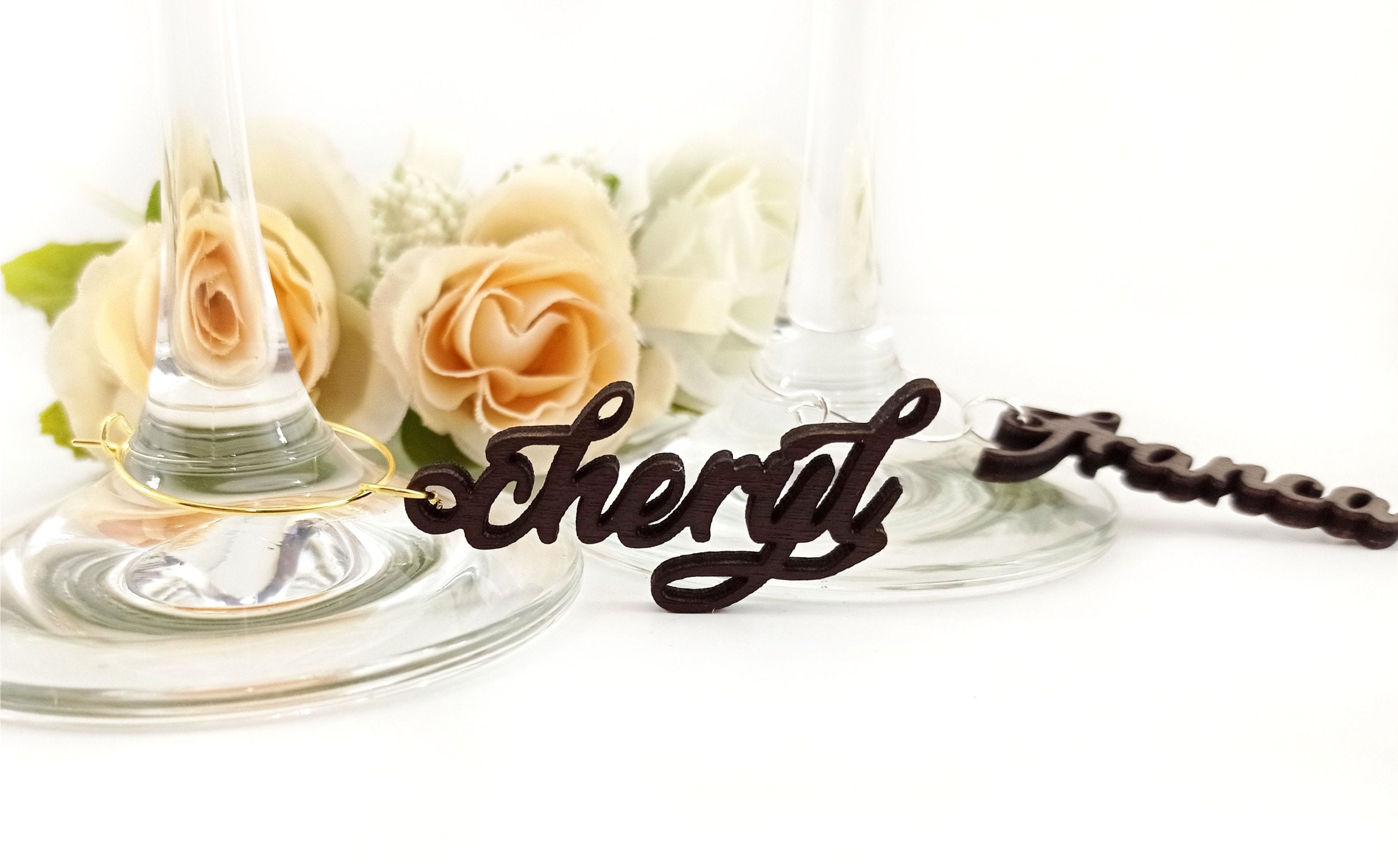 Custom Wine Charm Wedding Wine Charms Name Place Cards Wine Etsy