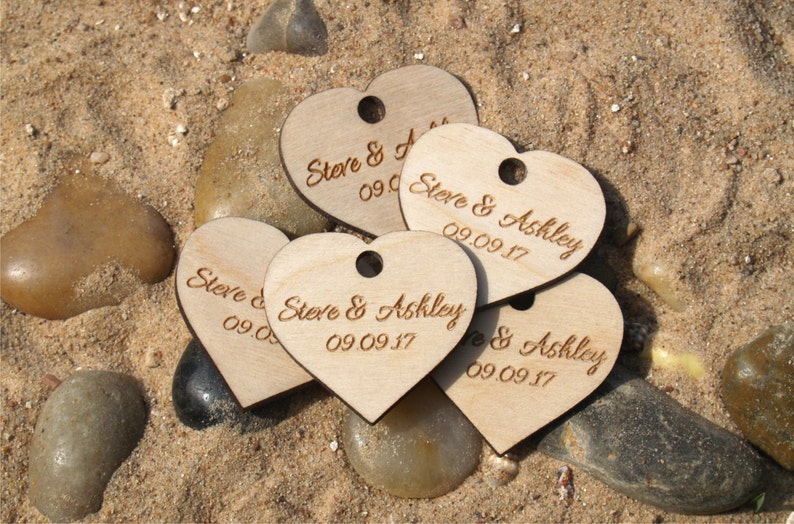 Wedding favor, Wedding favor tags, Wedding favor rustic, Wooden hearts, Wood tags, Wedding hearts, Wedding tags, Custom favor, Custom tags image 2