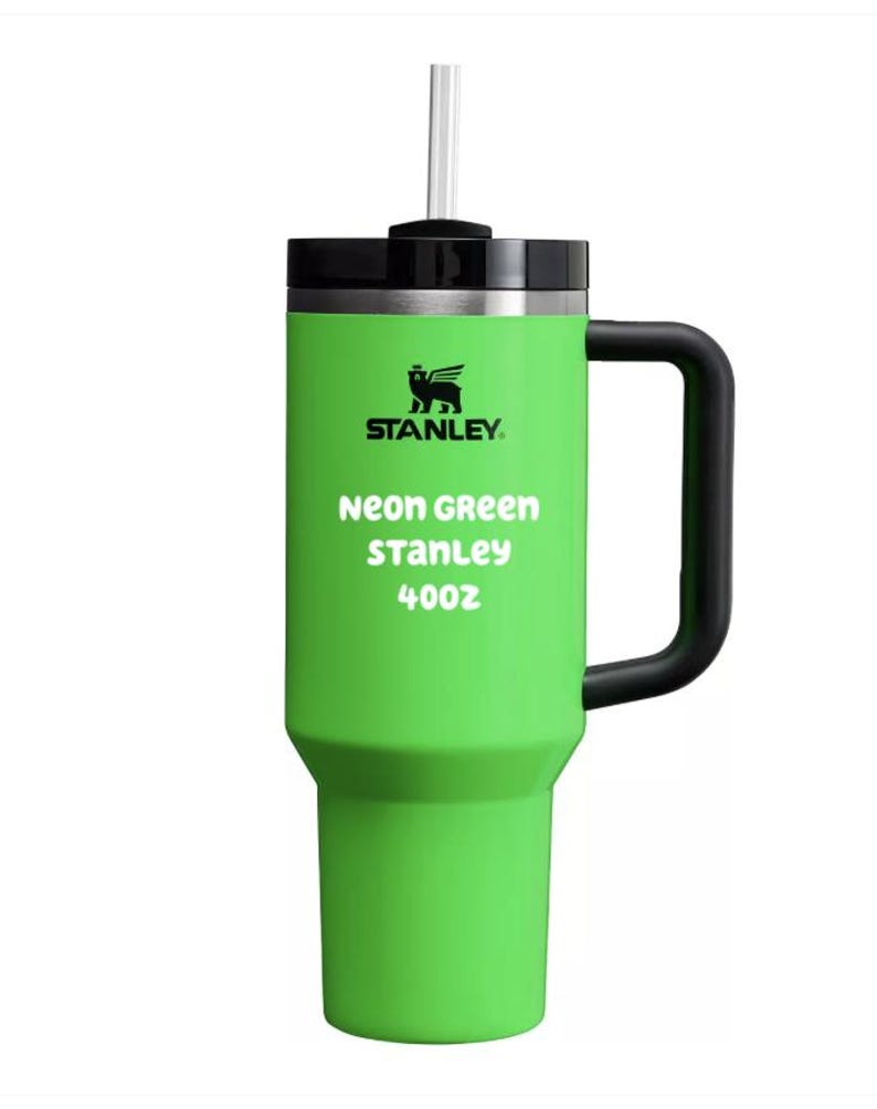 Vaso Stanley de 40 oz grabado con la frase "Let's be Frank" en el color que elijas. Neon Green