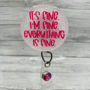 It&#39;s Fine Glitter Badge Reel: Handmade Acrylic ID Holder