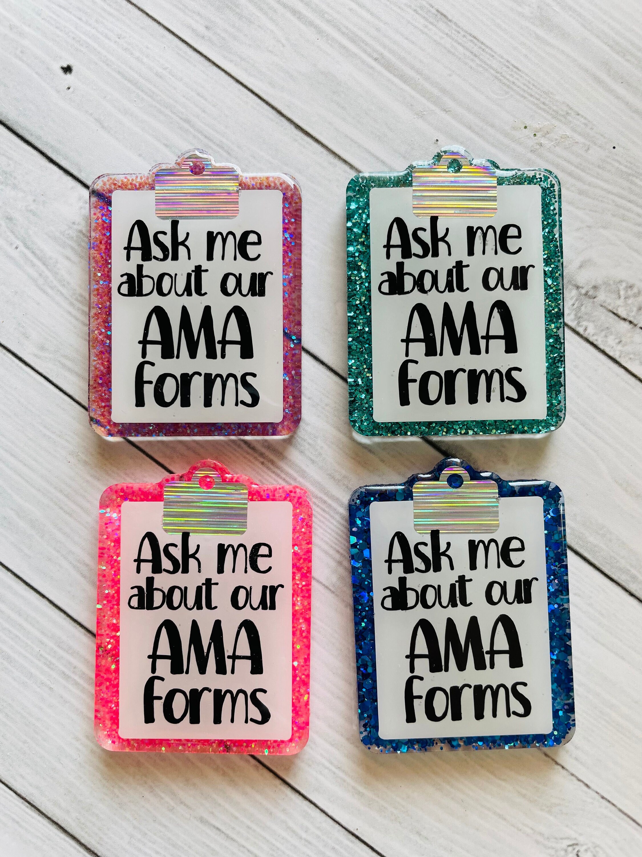  XQLZY Ask Me About Our AMA Forms Cute Blue Glitter