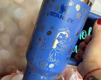 Discounted/READY TO SHIP Authentic 40oz Iris Stanley Laser Engraved with a Lilo and Stitch design