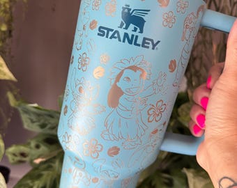 Authentic 40oz Stanley Laser Engraved with a Lilo and Stitch design