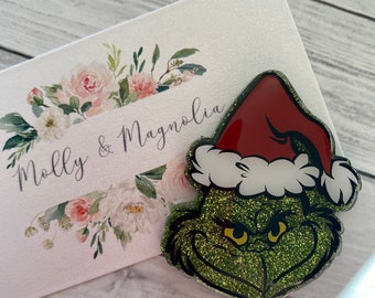 Grinch Badge (Glitter)