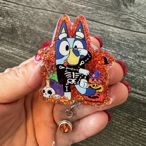 Halloween Bluey - Blue Dog Inspired Badge Reel