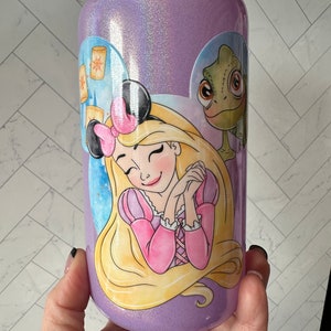 Rapunzel Themed Purple Shimmer Glass Can Cup W/straw - Etsy