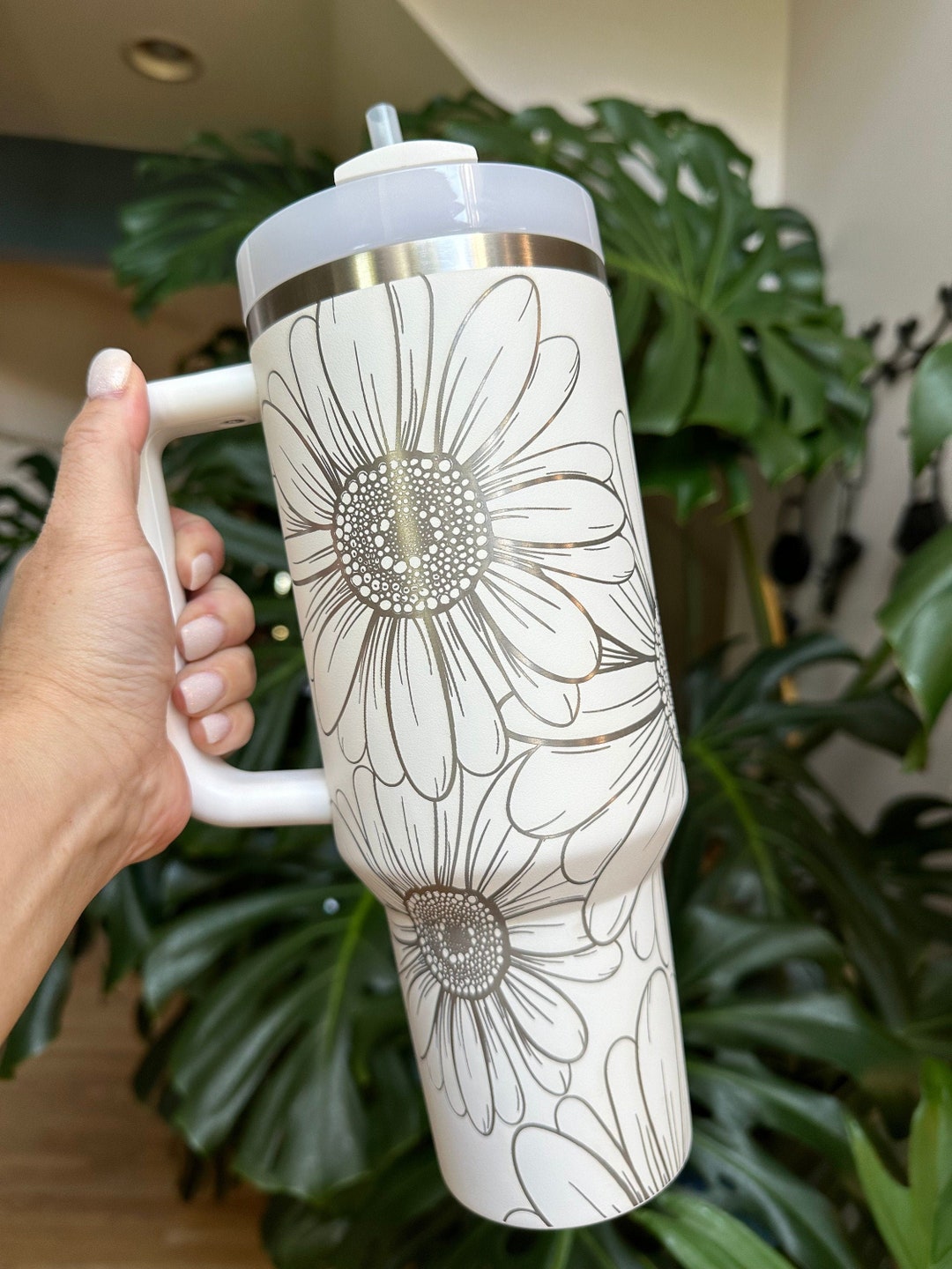 Custom Engraved Daisy Design 40oz Stanley Tumbler - Etsy