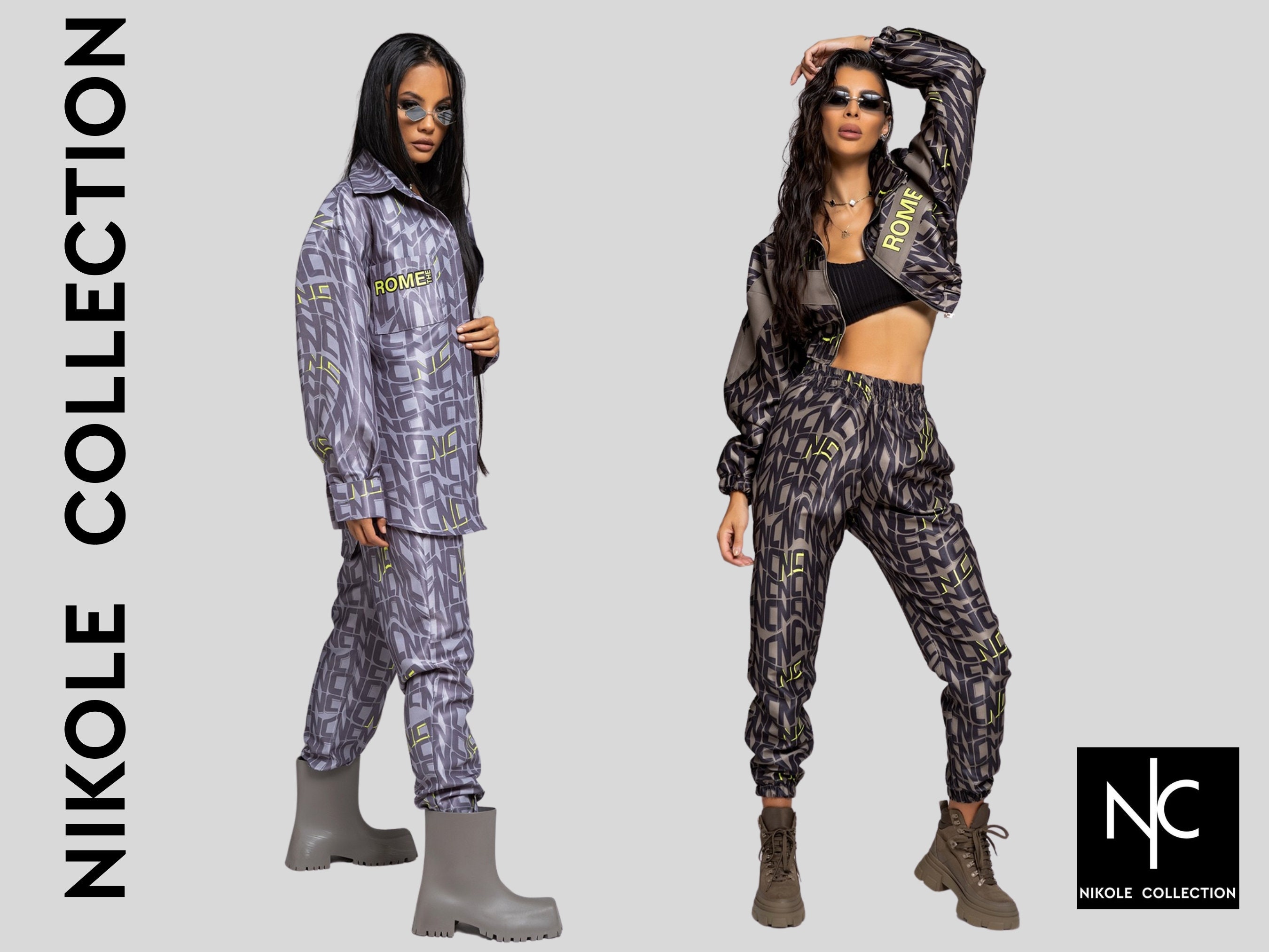 Women Tracksuit, Street Style Women, Trendy Tracksuit, Two Piece Set, Loose Shirt, Pants, Active wear, Extravagant Women Set 8867 8663