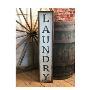 Wood Sign LAUNDRY Hand Painted Vintage Inspired